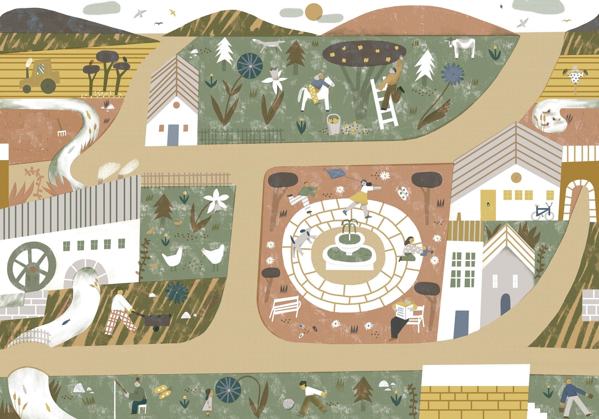 9700003 Country Joy Olive Random Kids Mural by Coordonné
