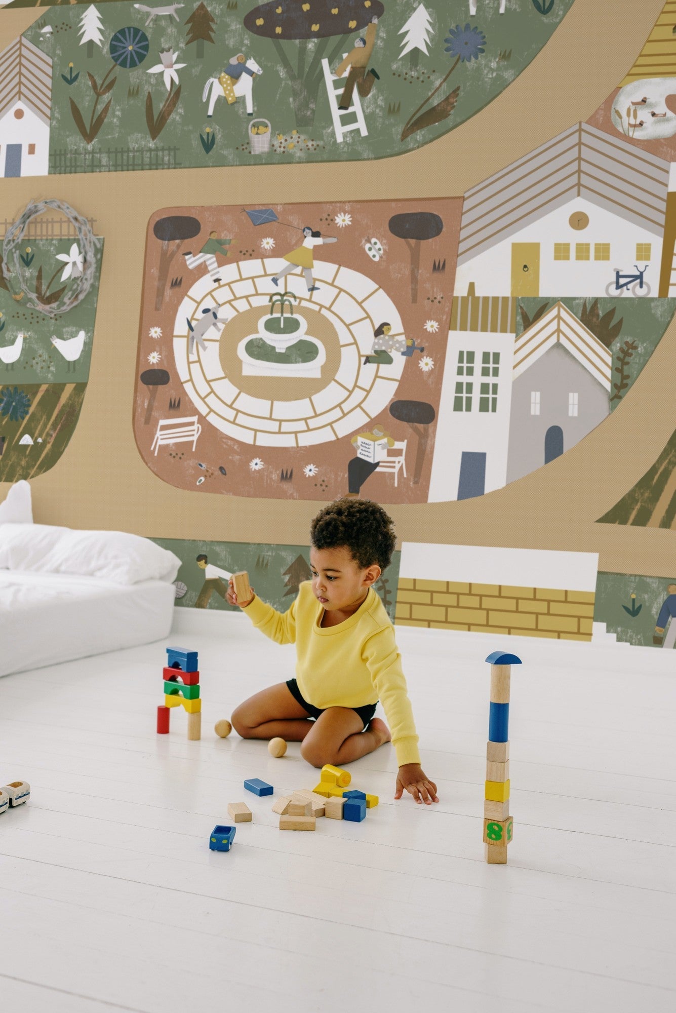 9700003 Country Joy Olive Random Kids Mural by Coordonné