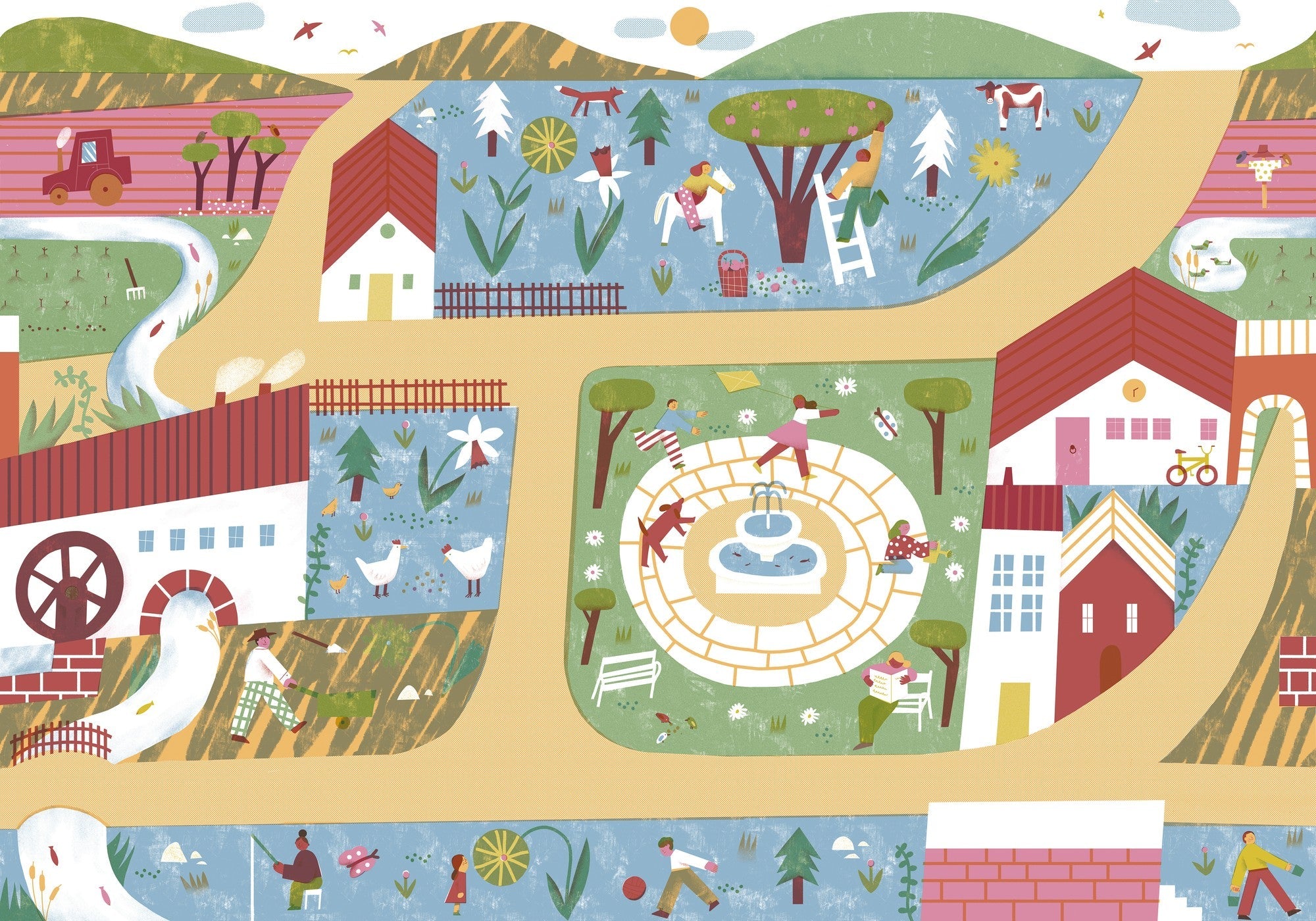 9700004 Country Joy Chestnut Random Kids Mural by Coordonné