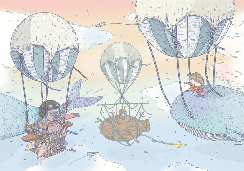 9700031 Balloon Rides Dawn Random Kids Mural by Coordonné