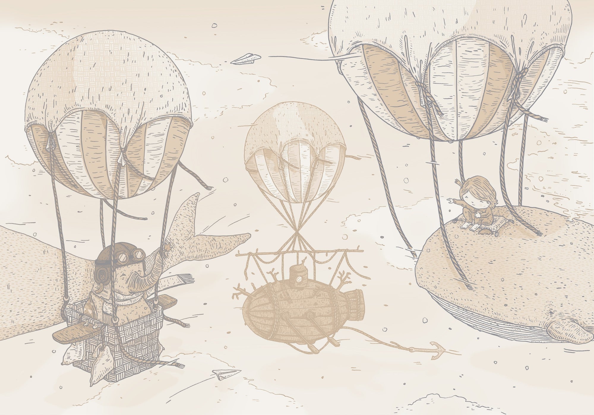 9700032 Balloon Rides Twilight Random Kids Mural by Coordonné