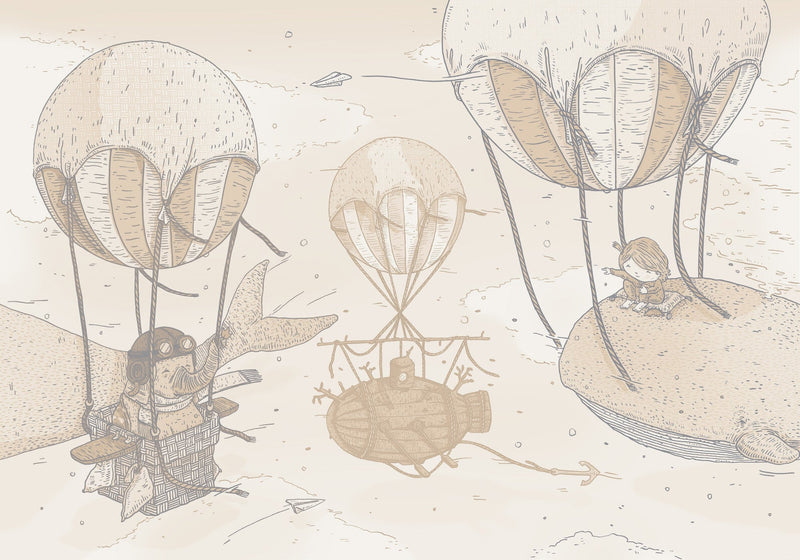 9700032 Balloon Rides Twilight Random Kids Mural by Coordonné