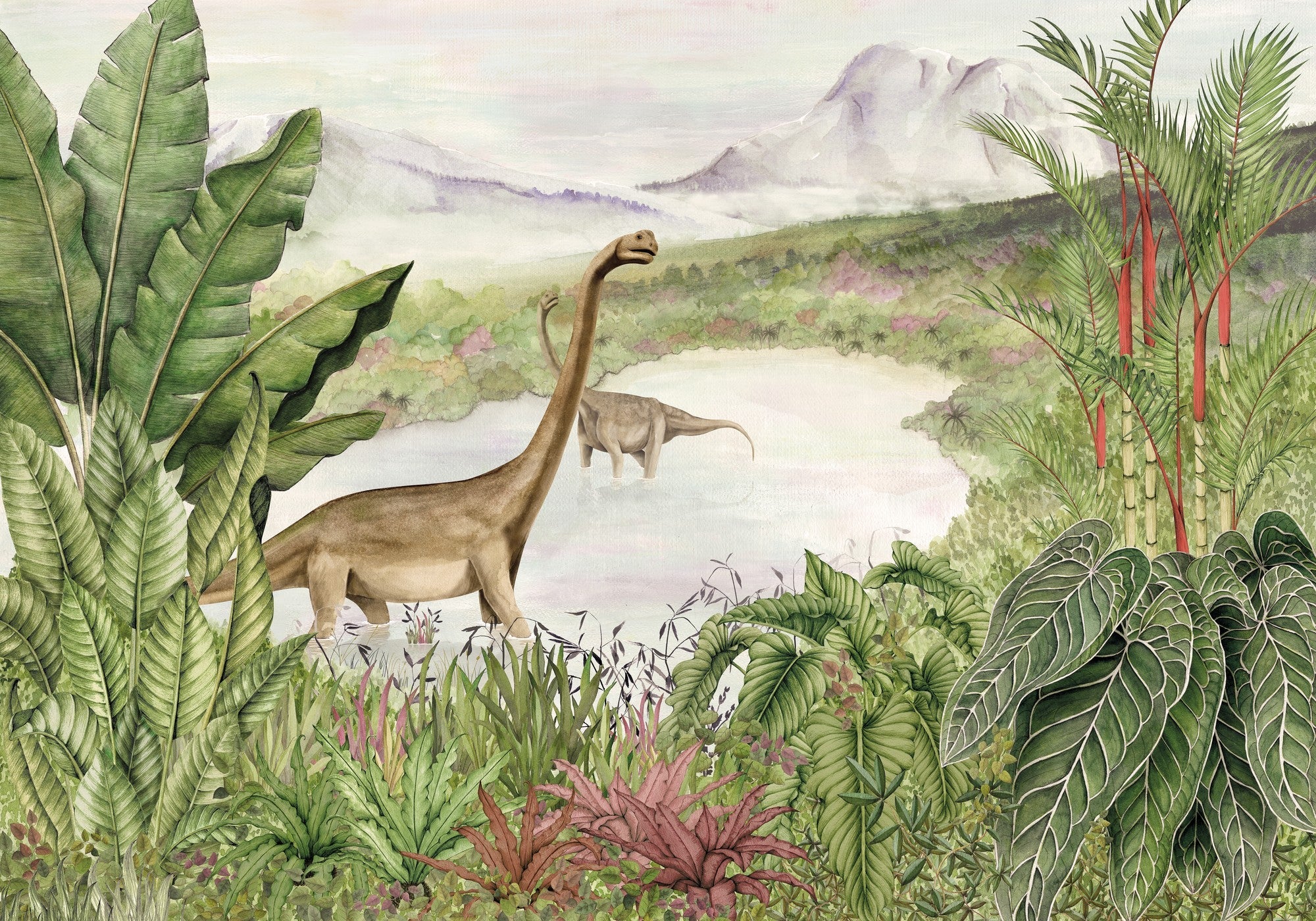 9700040 Dinosaurs Park Emerald Random Kids Mural by Coordonné