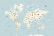 9700050 Animal Map Aqua (415 × 280 cm) Random Kids Mural by Coordonné