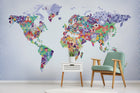 9700060 Diversity Map Lilac Random Kids Mural by Coordonné