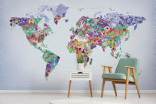 9700060 Diversity Map Lilac Random Kids Mural by Coordonné
