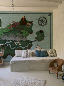 9700071 Treasure Map Aqua Random Kids Mural by Coordonné