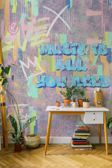 9700100 Cool Graffiti Fucshia (350 × 280 cm) Random Kids Mural by Coordonné