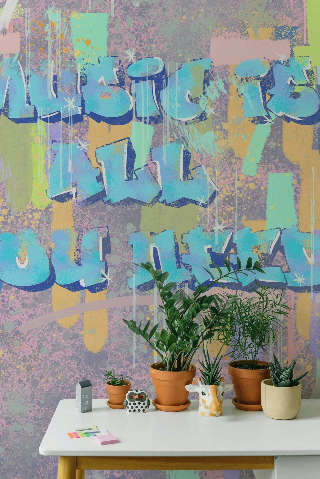 9700100 Cool Graffiti Fucshia (350 × 280 cm) Random Kids Mural by Coordonné