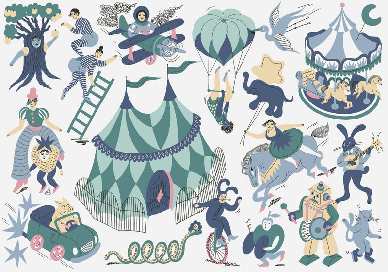 9700111 Magic Circus Mint Random Kids Mural by Coordonné