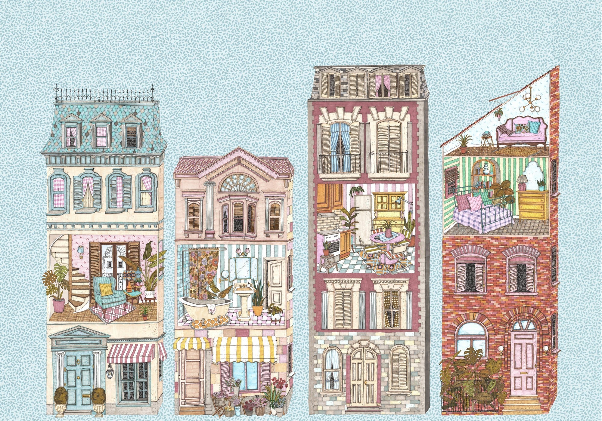 9700121 Dolls´House Azure Random Kids Mural by Coordonné