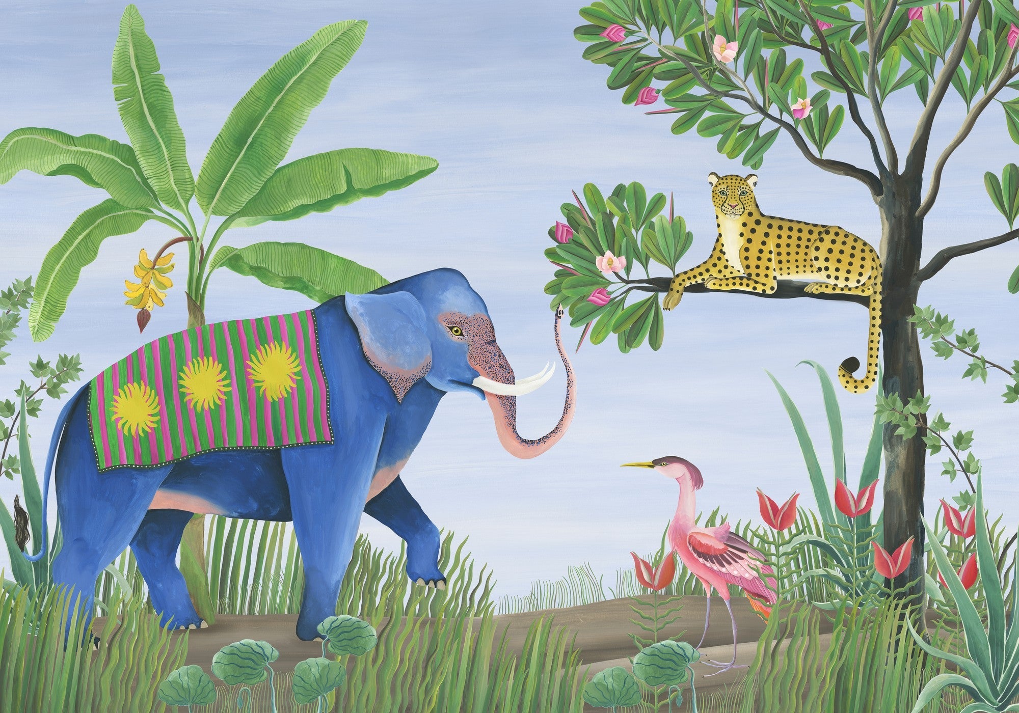 9700150 Jungle Friends Lavender Random Kids Mural by Coordonné