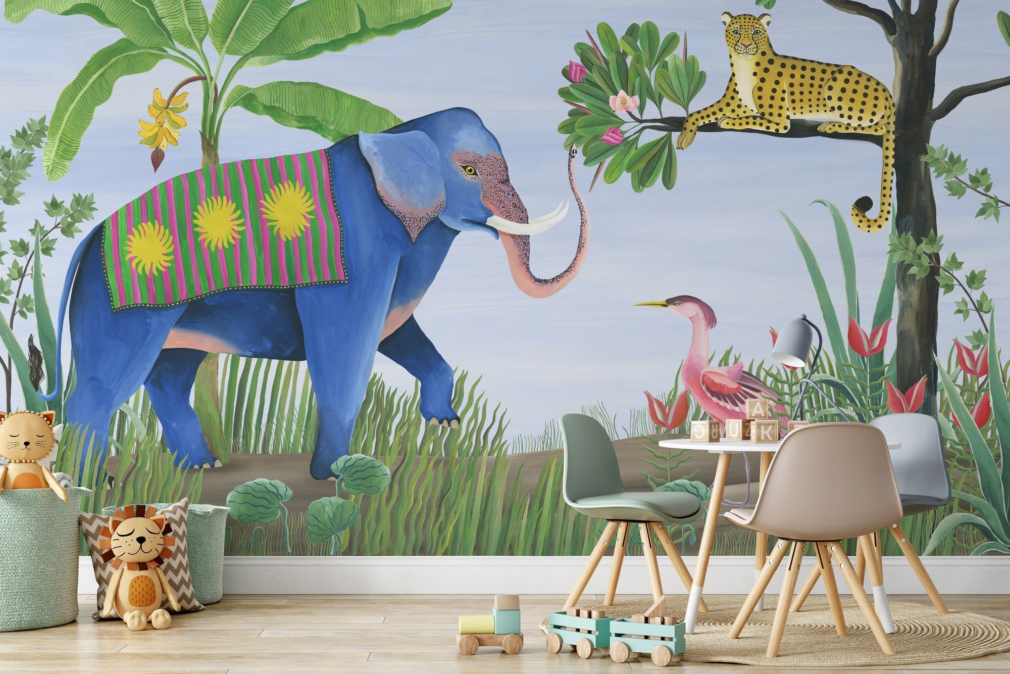 9700150 Jungle Friends Lavender Random Kids Mural by Coordonné
