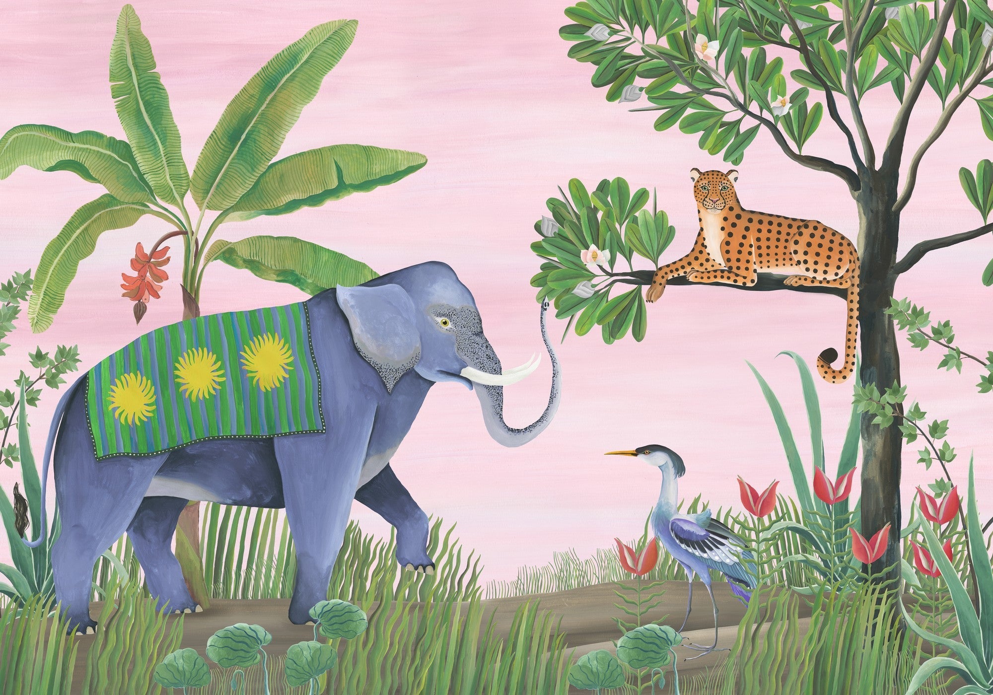 9700152 Jungle Friends Peach Random Kids Mural by Coordonné