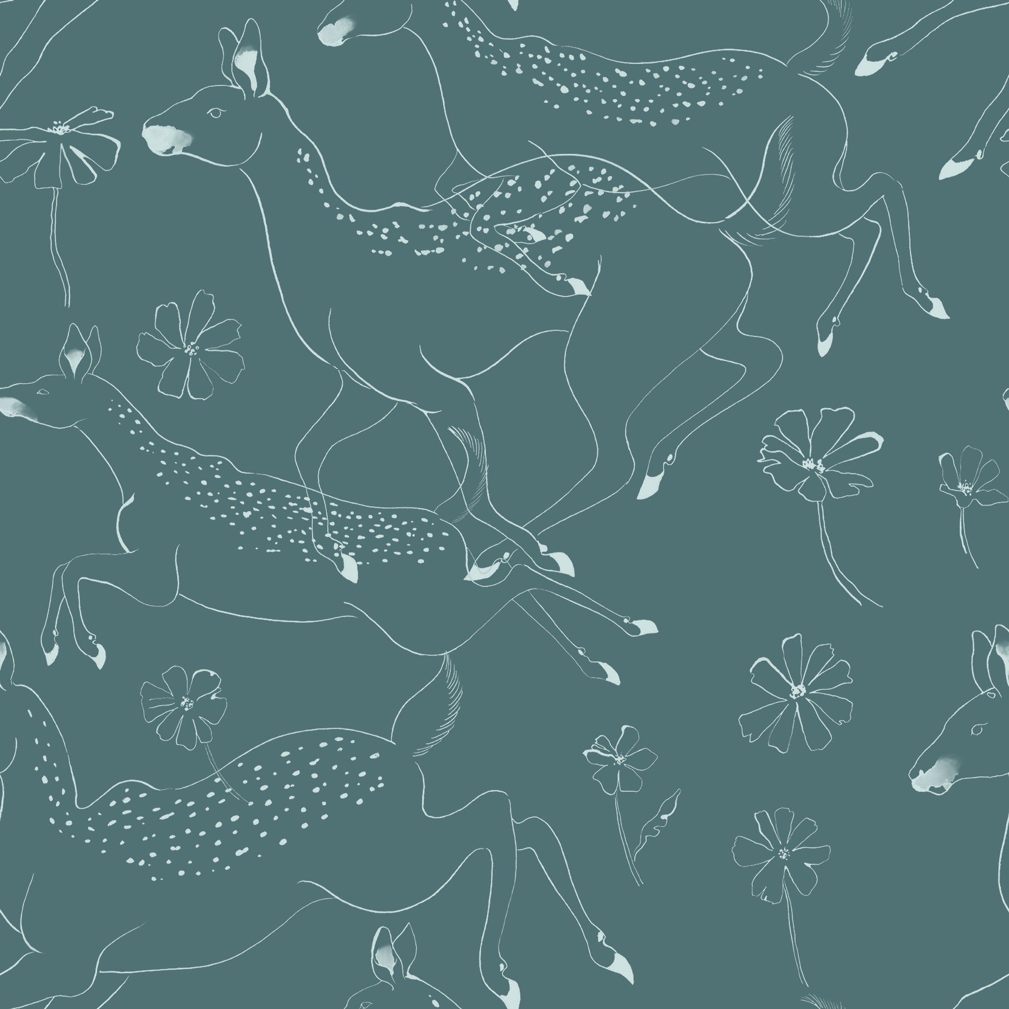 9700164 Jumping Bambis Aqua Random Kids Wallpaper by Coordonné