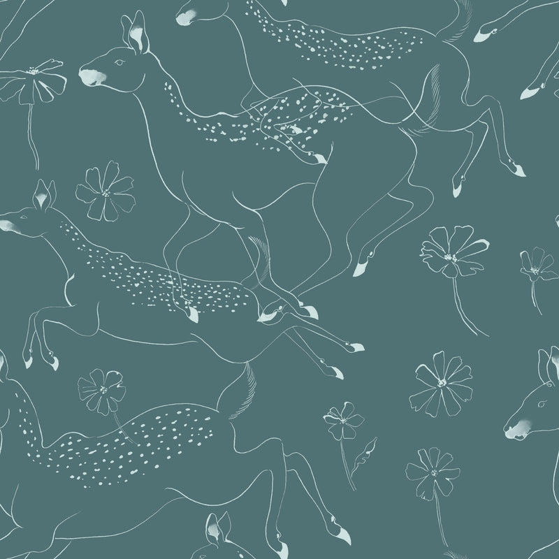 9700164 Jumping Bambis Aqua Random Kids Wallpaper by Coordonné