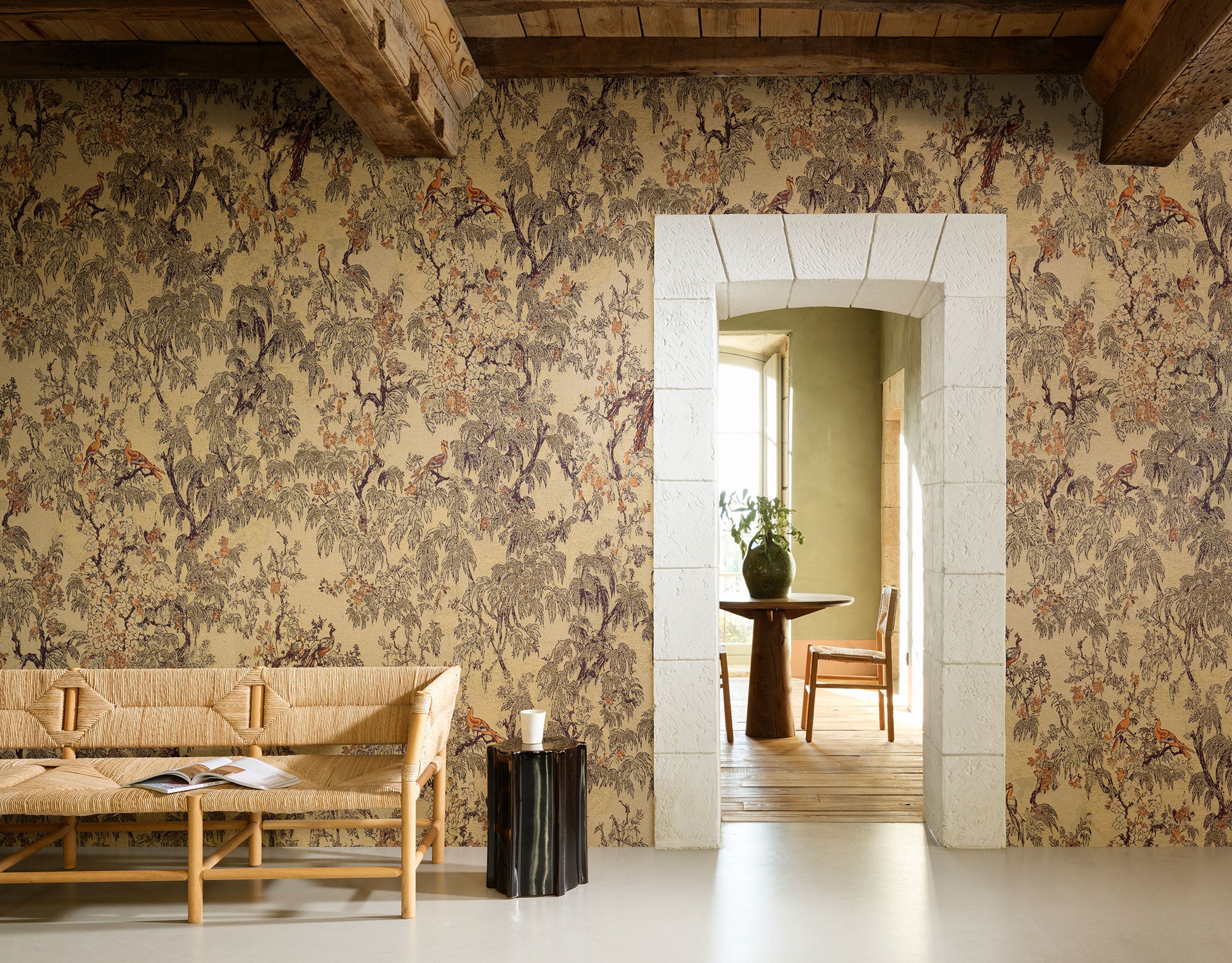 97830 Ramage Spicy Beige Les Tapisseries Wallpaper by Arte