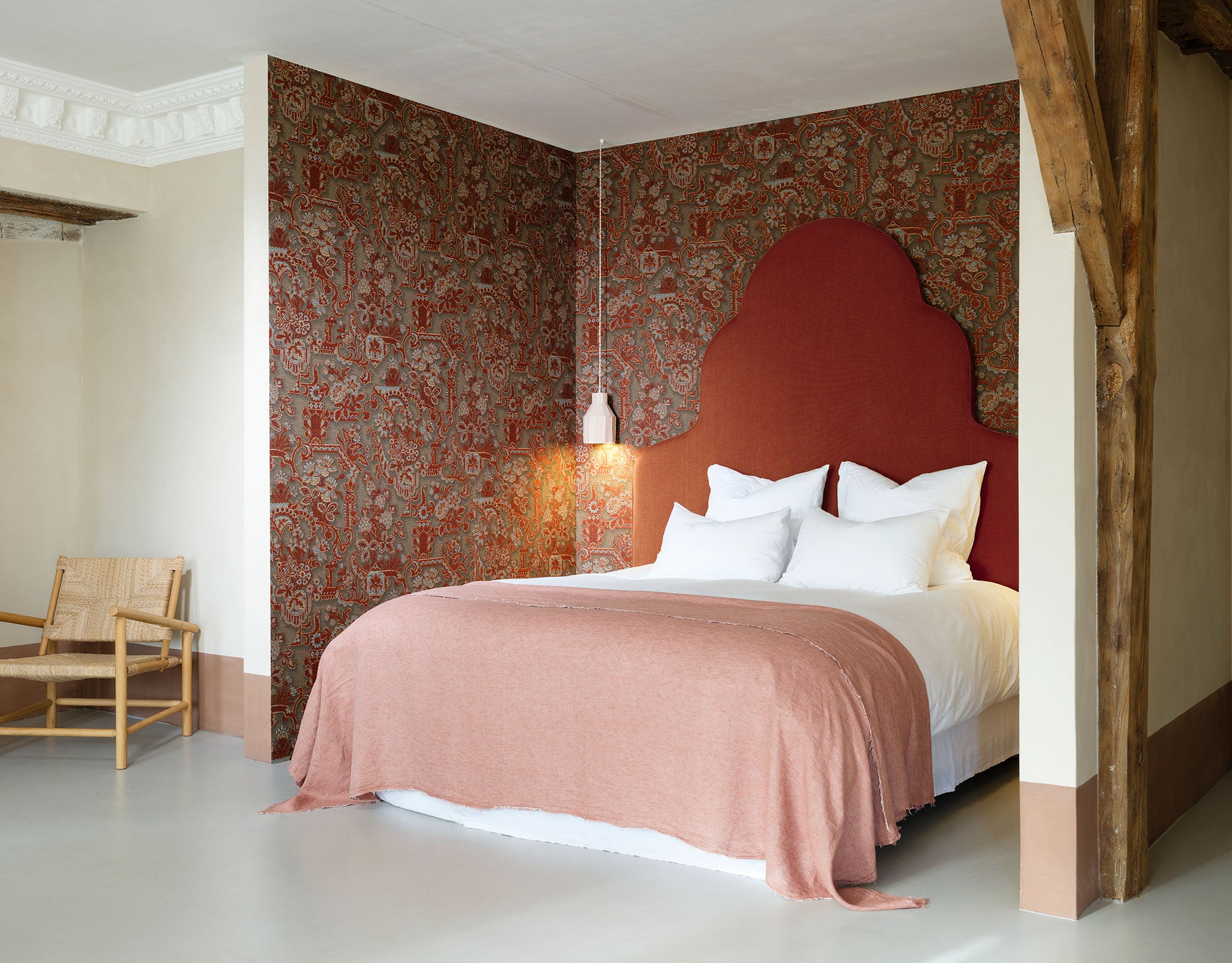 97840 Brocade Vermilion Les Tapisseries Wallpaper by Arte