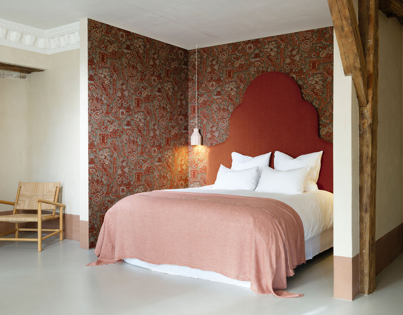 97840 Brocade Vermilion Les Tapisseries Wallpaper by Arte