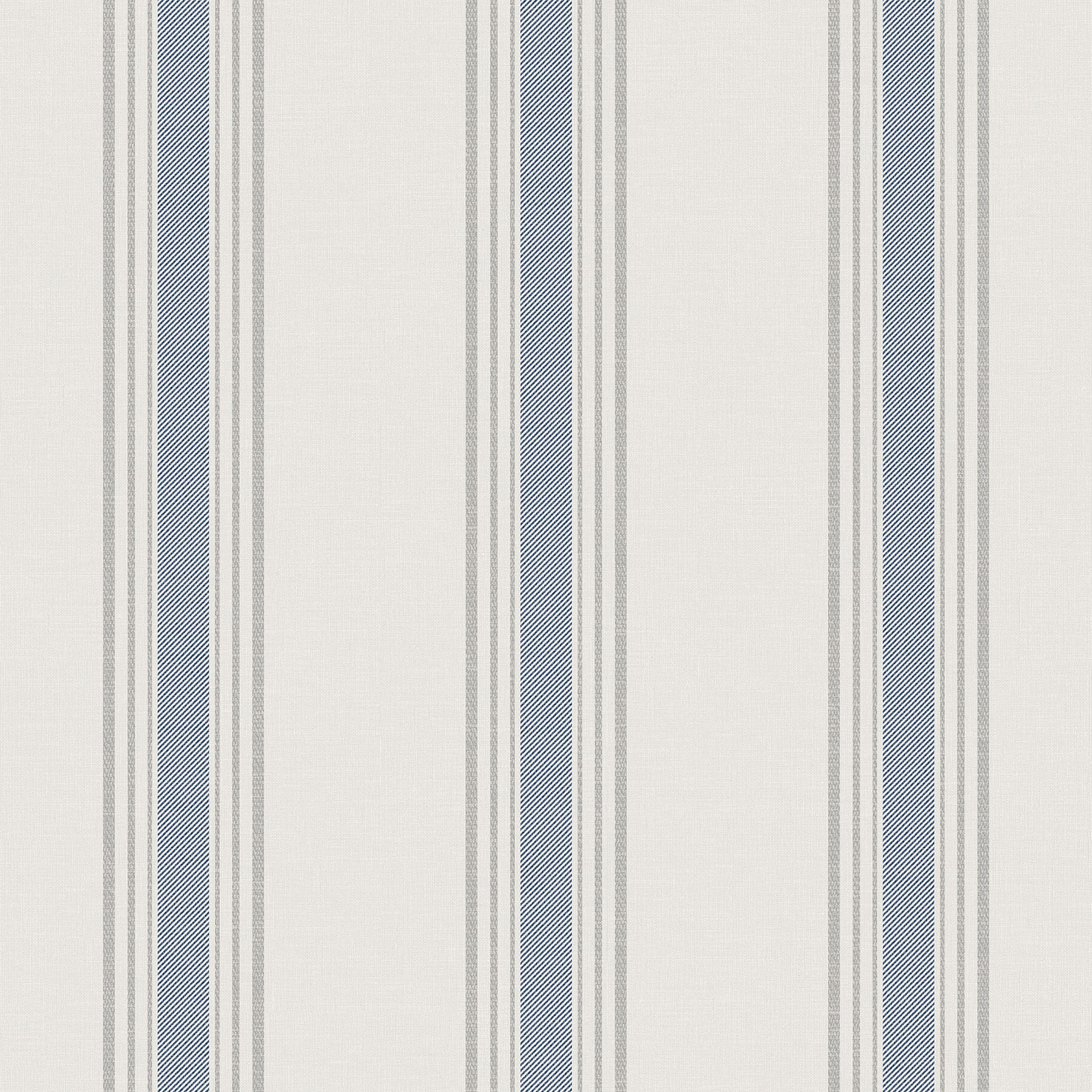 9810-1 Lane Stripe Blue and Silver Grey Essential Stripes Wallpaper by Galerie