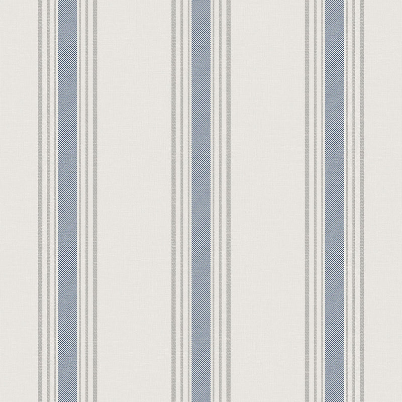 9810-1 Lane Stripe Blue and Silver Grey Essential Stripes Wallpaper by Galerie