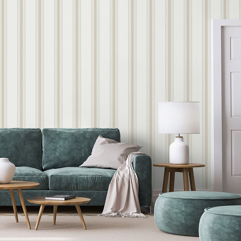9810-2 Lane Stripe Beige and Silver Grey Essential Stripes Wallpaper by Galerie