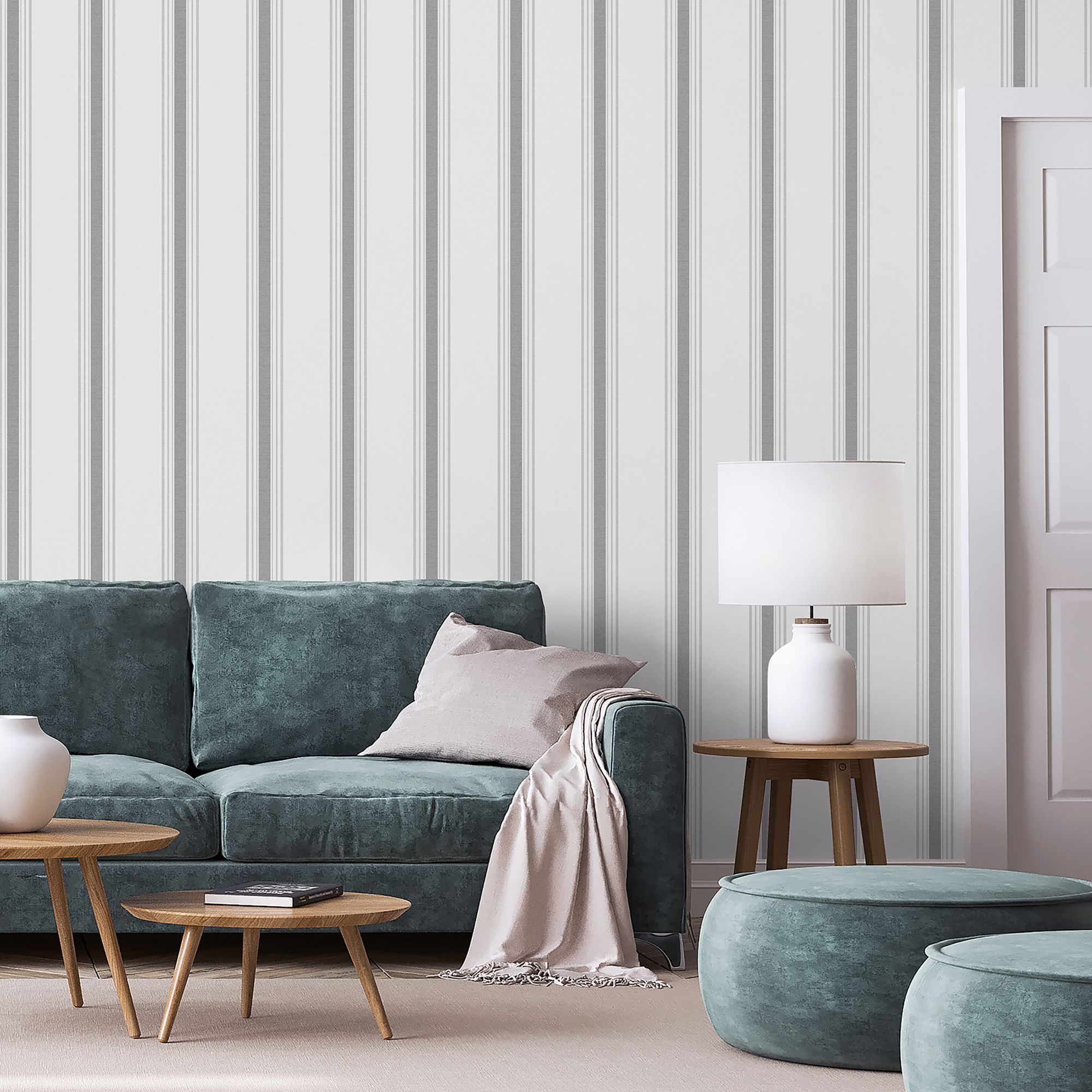 9810-3 Lane Stripe Black and Silver Grey Essential Stripes Wallpaper by Galerie