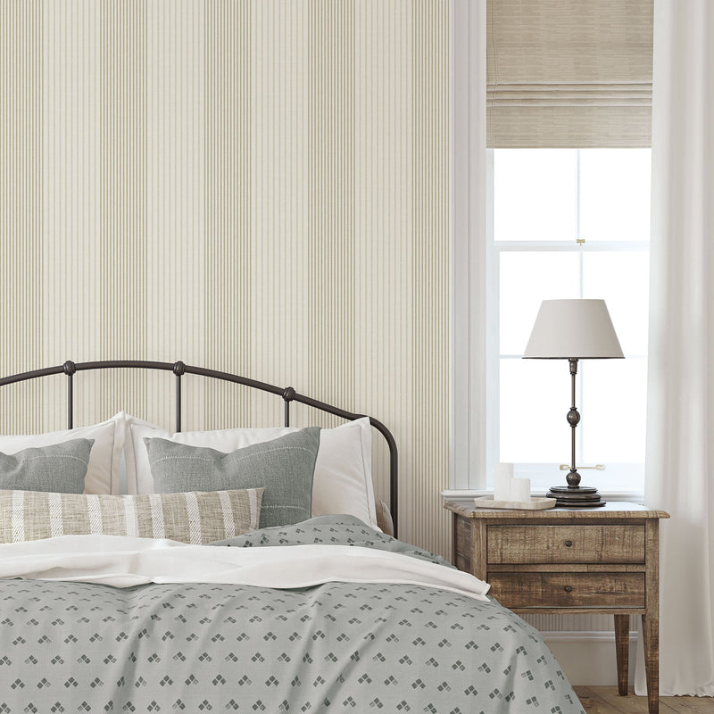 9811-2 Library Stripe Beige Essential Stripes Wallpaper by Galerie