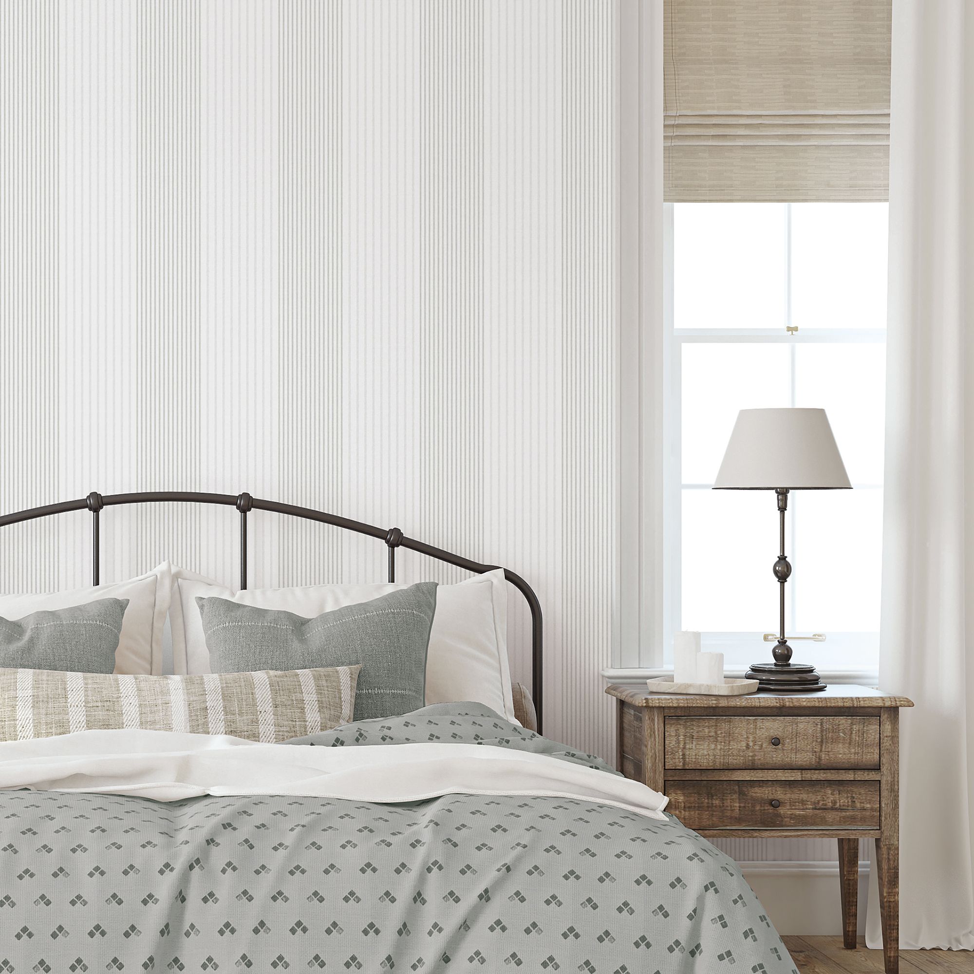 9811-3 Library Stripe Silver Grey Essential Stripes Wallpaper by Galerie