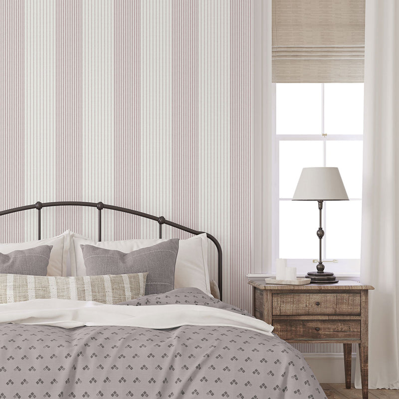 9811-6 Library Stripe Pink Essential Stripes Wallpaper by Galerie