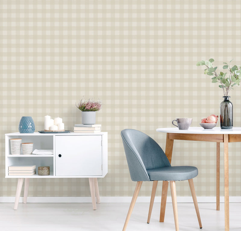 9813-2 College Beige Essential Stripes Wallpaper by Galerie