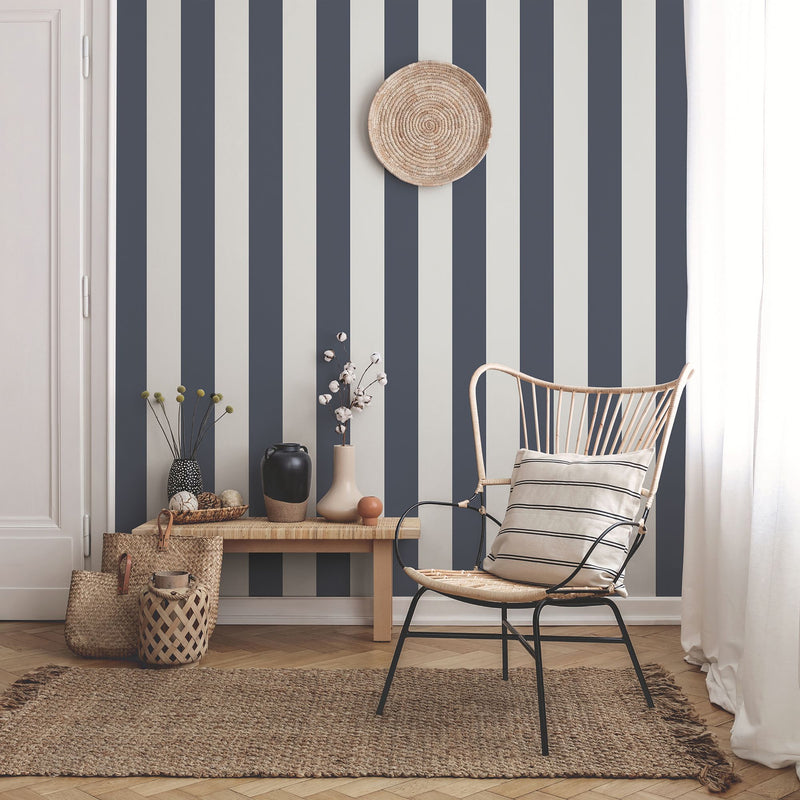 9814-1 Classic Stripe Blue Essential Stripes Wallpaper by Galerie