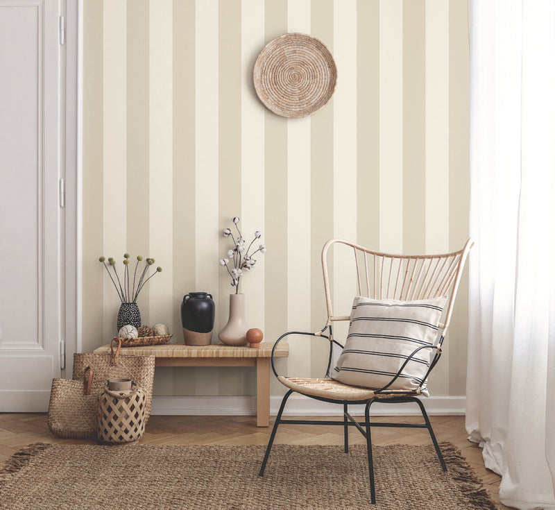 9814-2 Classic Stripe Beige Essential Stripes Wallpaper by Galerie