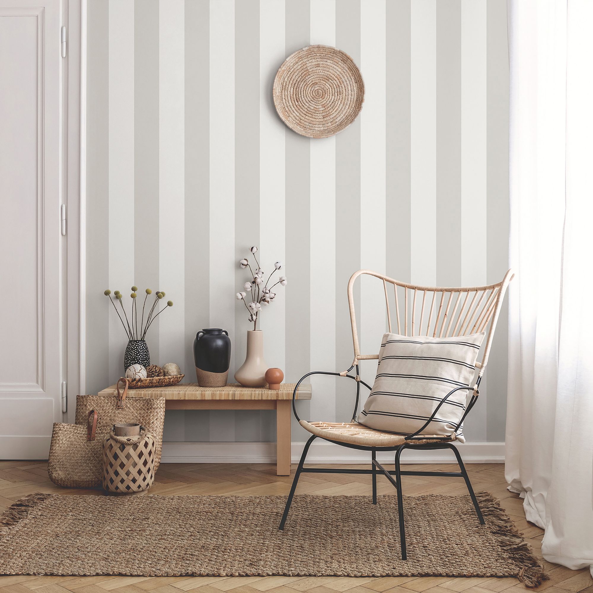 9814-3 Classic Stripe Silver Grey Essential Stripes Wallpaper by Galerie