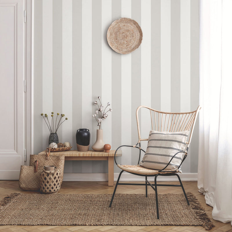 9814-3 Classic Stripe Silver Grey Essential Stripes Wallpaper by Galerie