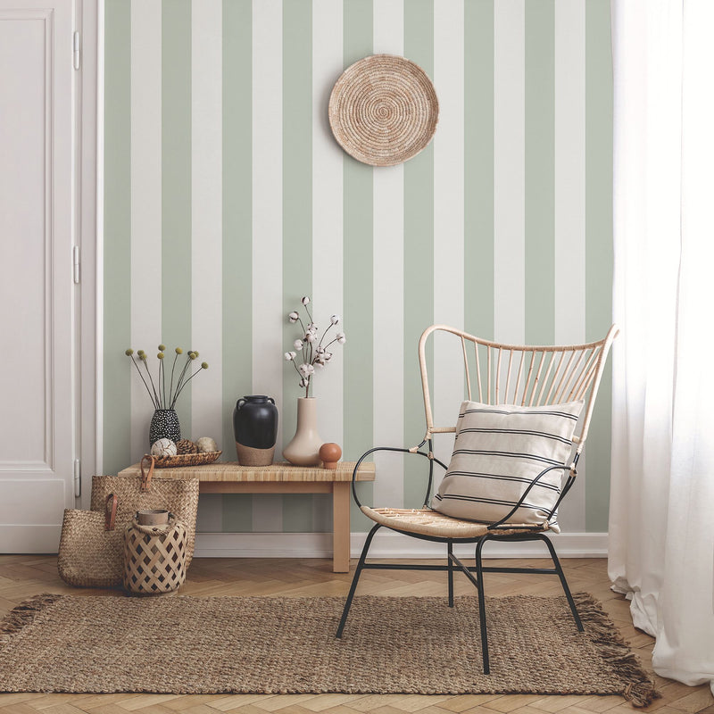 9814-5 Classic Stripe Green Essential Stripes Wallpaper by Galerie