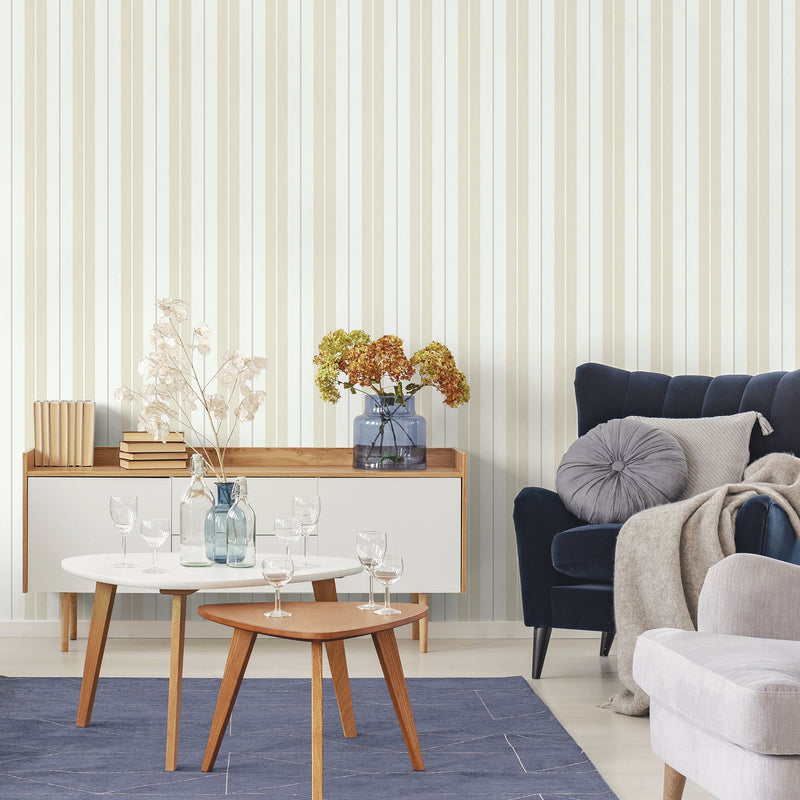 9815-2 Polo Stripe Beige Essential Stripes Wallpaper by Galerie