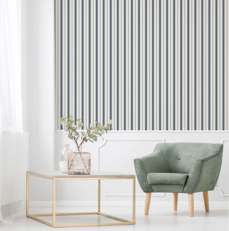 9816-1 Royal Stripe Blue and Green Essential Stripes Wallpaper by Galerie
