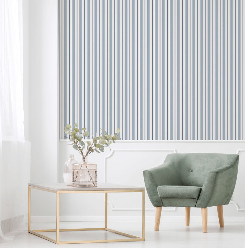 9816-2 Royal Stripe Blue Essential Stripes Wallpaper by Galerie