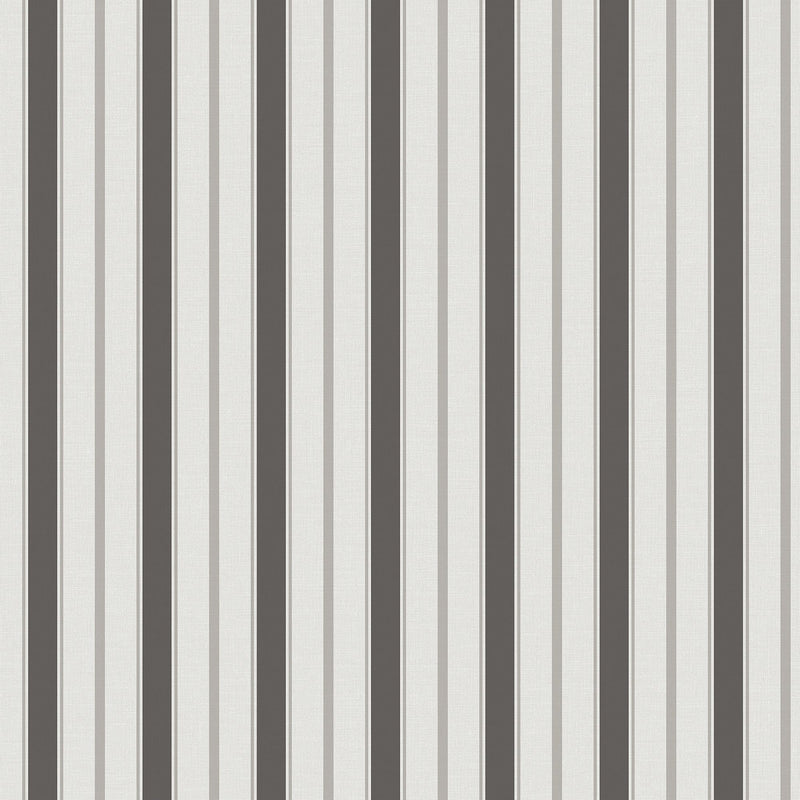 9816-4 Royal Stripe Black and Silver Grey Essential Stripes Wallpaper by Galerie