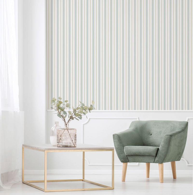 9816-5 Royal Stripe Blue and Beige Essential Stripes Wallpaper by Galerie