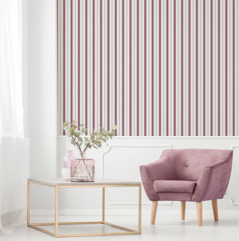 9816-6 Royal Stripe Pink and Beige Essential Stripes Wallpaper by Galerie
