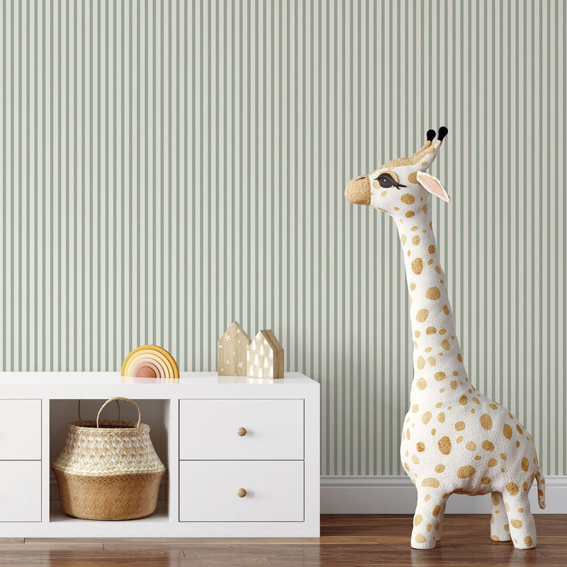 9817-4 Closet Stripe Green Essential Stripes Wallpaper by Galerie