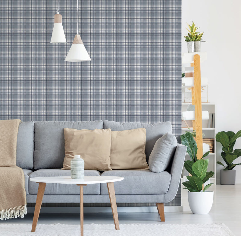 9819-1 Oxford Blue Essential Stripes Wallpaper by Galerie