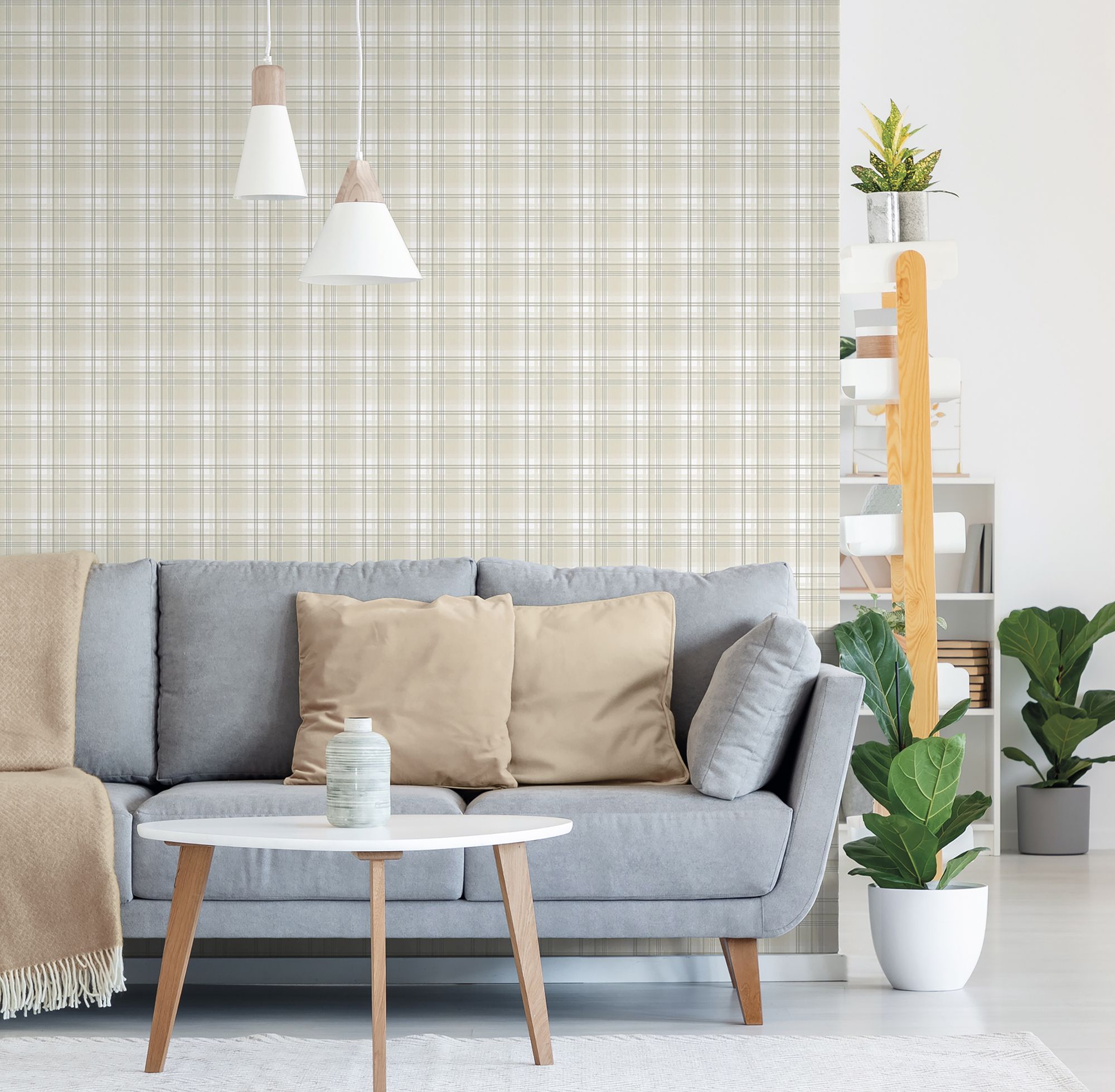 9819-2 Oxford Beige and Silver Grey Essential Stripes Wallpaper by Galerie