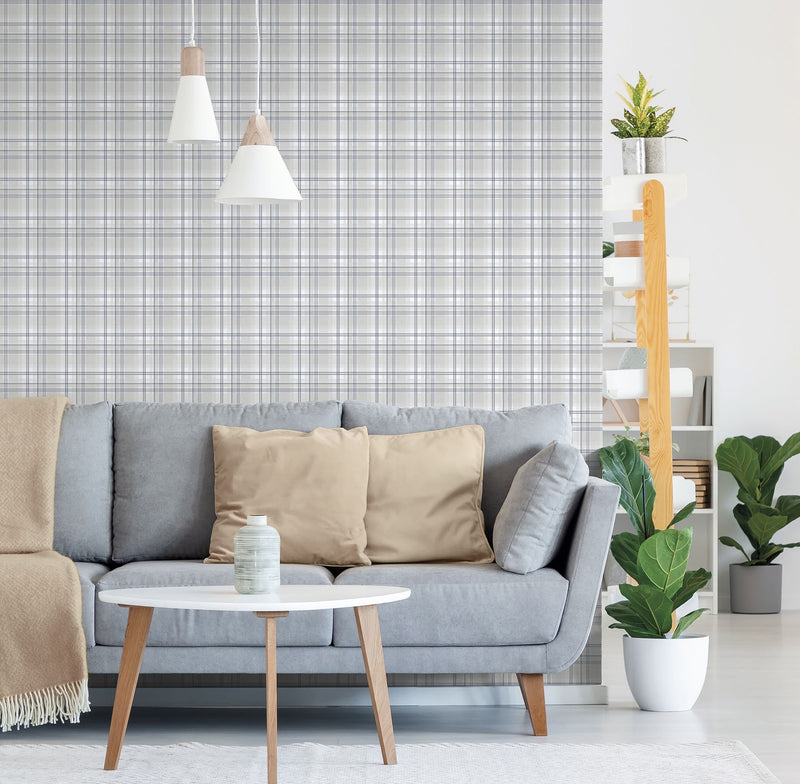 9819-3 Oxford Silver Grey and Blue Essential Stripes Wallpaper by Galerie