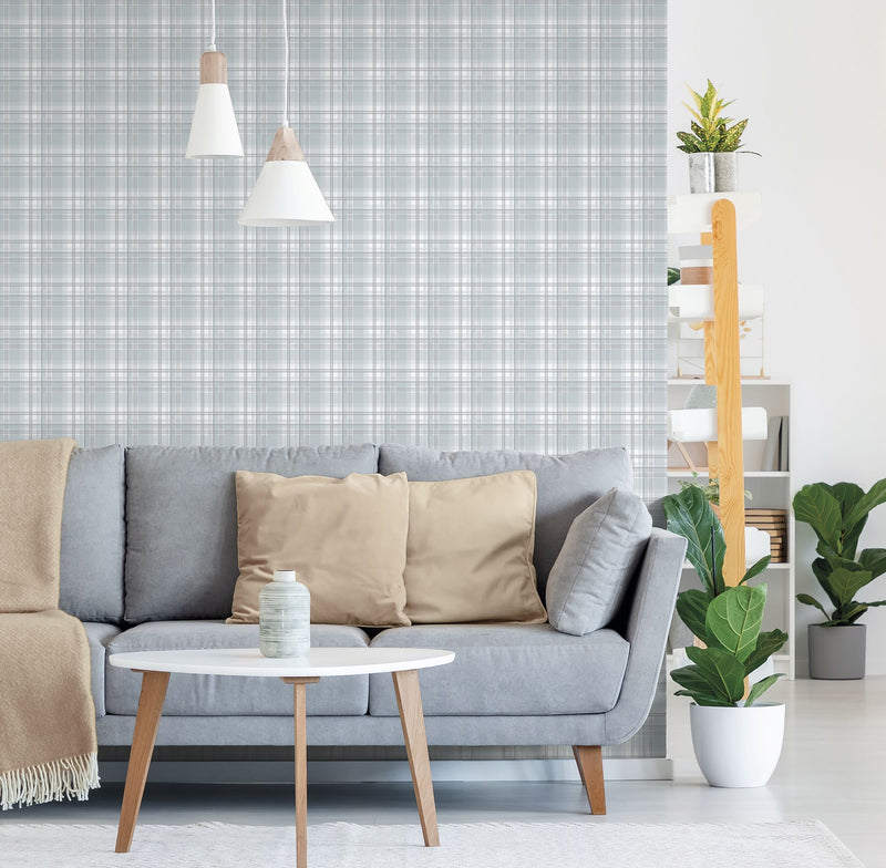 9819-6 Oxford Blue and Silver Grey Essential Stripes Wallpaper by Galerie