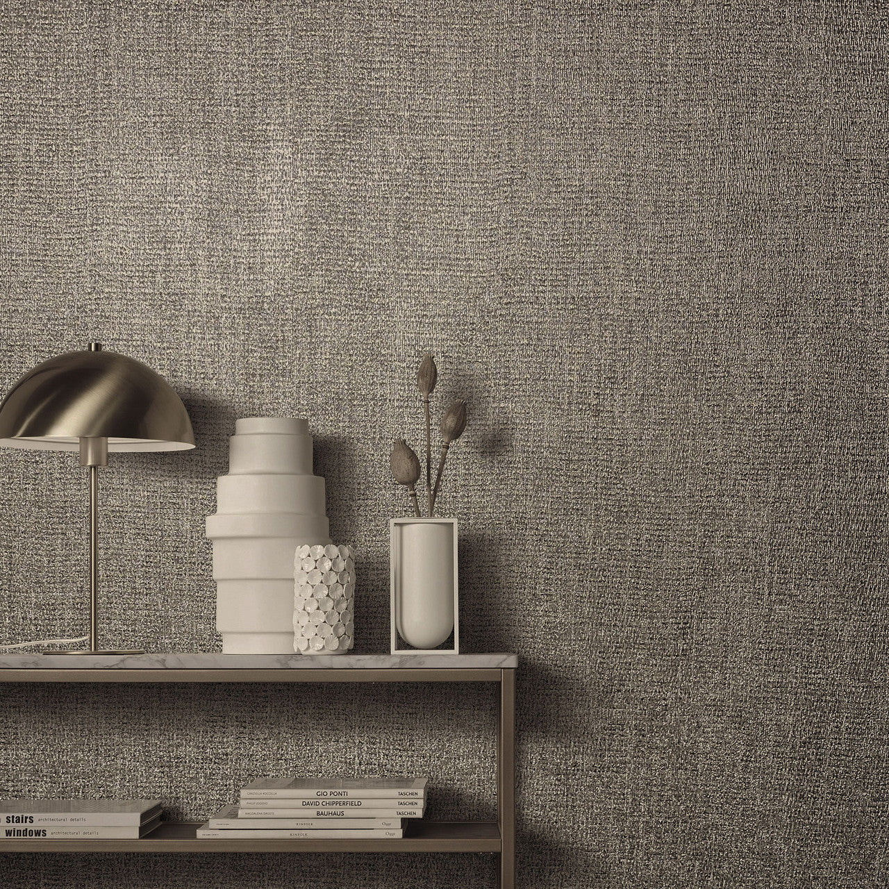99118 Weave Natural Opulence Grey Silver Wallpaper By Galerie