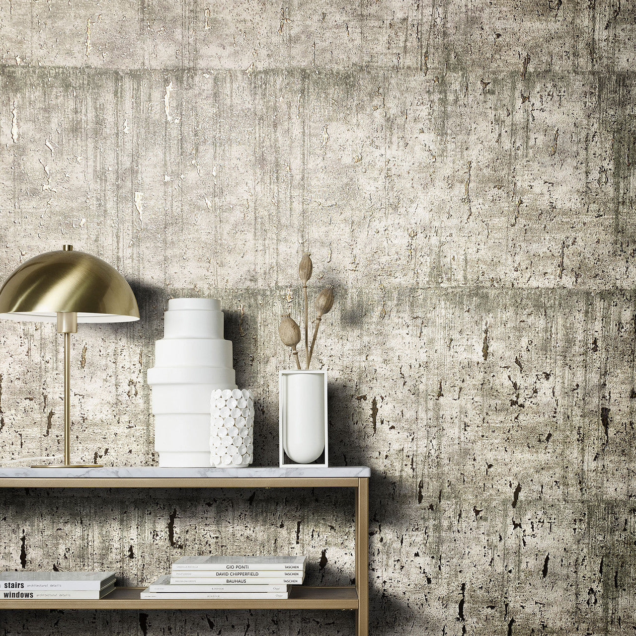 99121 Aged Concrete Natural Opulence Greige Wallpaper By Galerie