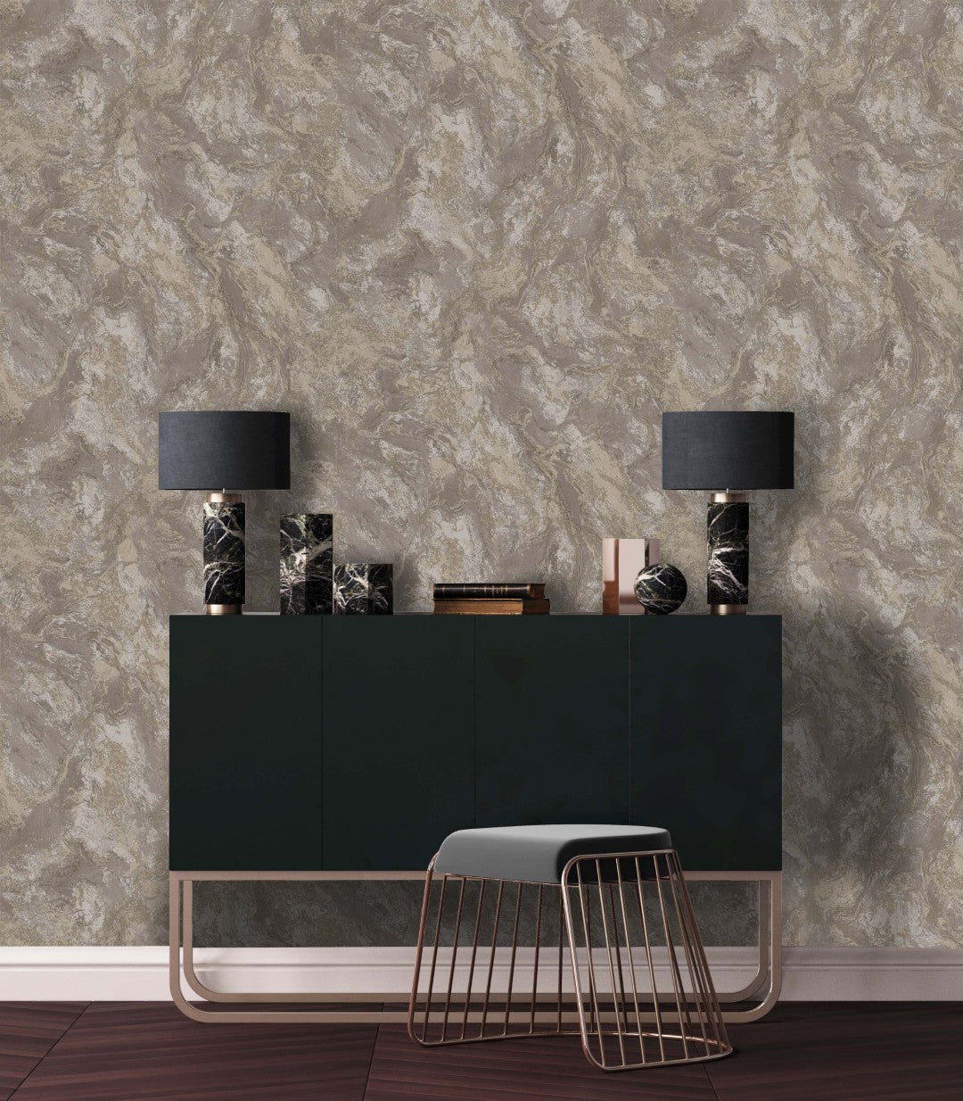 99372 Calacatta Bead Taupe Wallpaper by Holden Decor